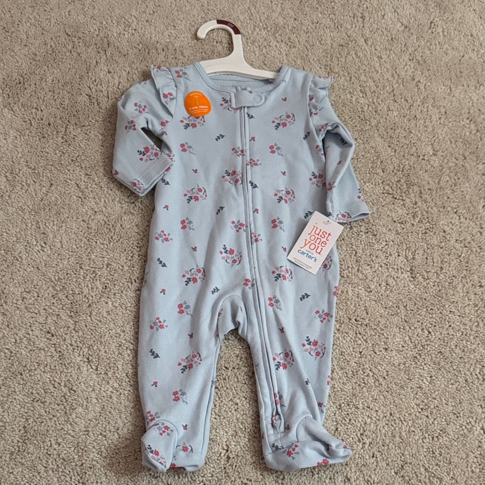 Carter's Light Blue Floral Footie (6M) NWT
